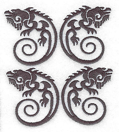 Embroidery Design: Iguana four 3.43w X 3.88h