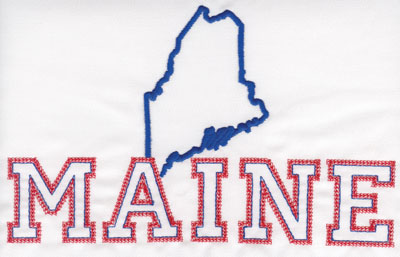 Embroidery Design: Maine Outline and Name4.95" x 7.98"