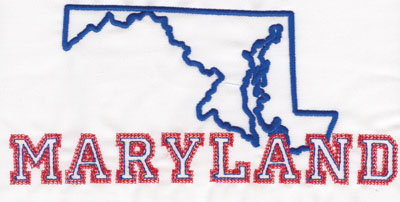 Embroidery Design: Maryland Outline and Name3.72" x 8.00"