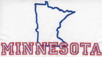 Embroidery Design: Minnesota Outline and Name4.31" x 8.02"