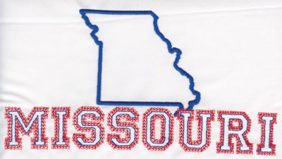 Embroidery Design: Missouri Outline and Name4.17" x 8.00"