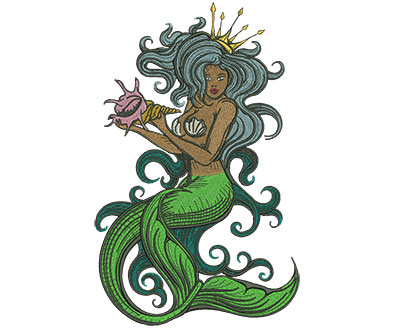 Embroidery Design: Mermaid Queen Lg Low Density 7.15w X 11.49h