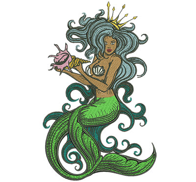 Embroidery Design: Mermaid Queen Med Low Density 5.75w X 9.23h