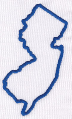 Embroidery Design: New Jersey Outline4.16" x 2.23"