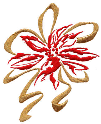 Embroidery Design: Jazzy Poinsettia Ribbon3.76" x 4.31"