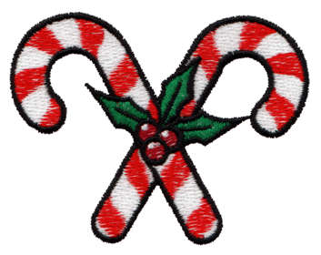Embroidery Design: Crossed Candycanes3.19" x 2.42"