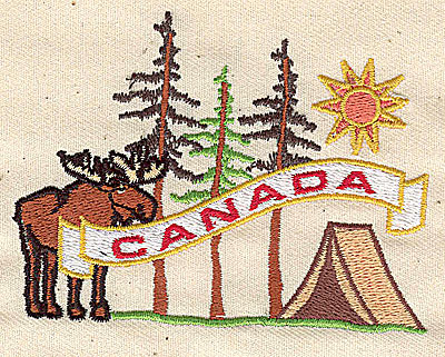 Embroidery Design: Canada with moose 3.62w X 2.69h
