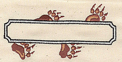 Embroidery Design: Banner with bear paws 3.94w X 2.06h