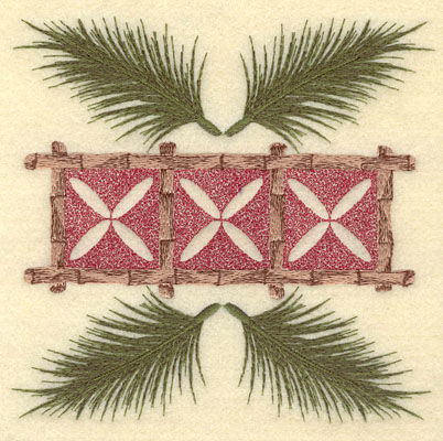Embroidery Design: Four Palm Fronds with Bamboo & Motifs6.31w X 6.06h