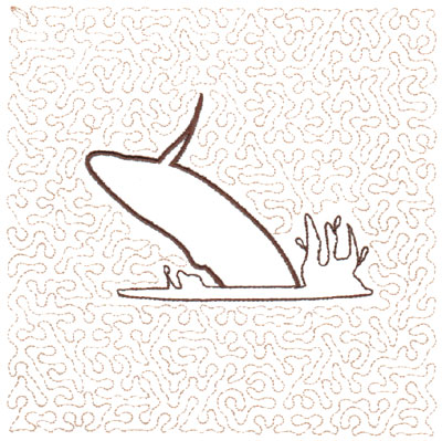 Embroidery Design: Whale Quilt Square (Large Stipple)5.95" x 5.94"