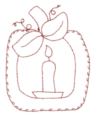 Embroidery Design: Candle in Apple frame3.00" x 3.87"