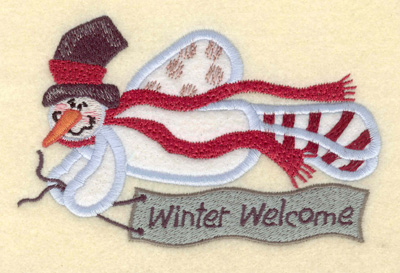 Embroidery Design: Flying Snowman Winter Welcome5.21w X 3.39h