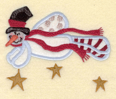 Embroidery Design: Flying Snowman with Stars4.83w X 3.92h