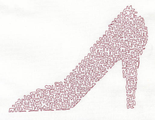 Embroidery Design: Stipple Shoe High5.39w X 3.97h