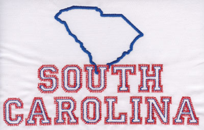 Embroidery Design: South Carolina Outline and Name4.94" x 7.99"