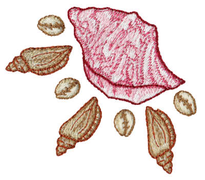 Embroidery Design: Seashells 33.65" x 3.01"