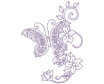Embroidery Design: Paisley Butterfly B 5.31w X 7.06h