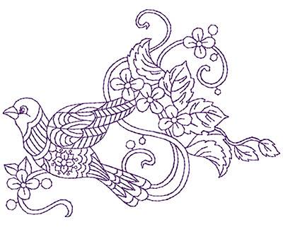 Embroidery Design: Paisley Bird A 4.94w X 3.69h
