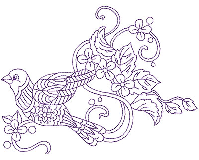 Embroidery Design: Paisley Bird B 6.44w X 4.81h