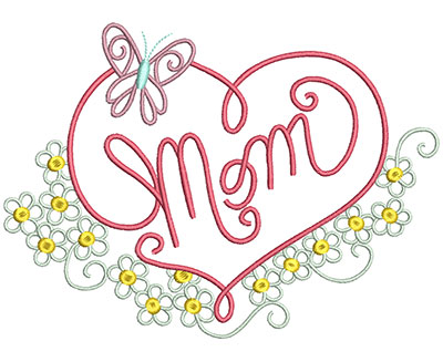 Embroidery Design: Mom Floral Large 7.39w X 5.37h