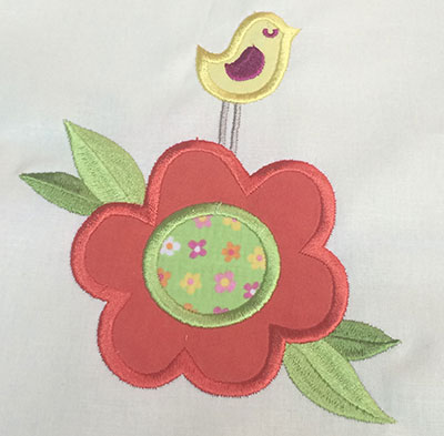 Embroidery Design: Bird and Flower Applique4.91w X 5.95h