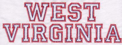 Embroidery Design: West Virginia Name2.73" x 7.99"