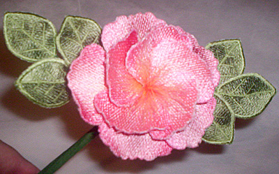 Embroidery Design: Wild Rose 3D Flower6.19" x 4.51"