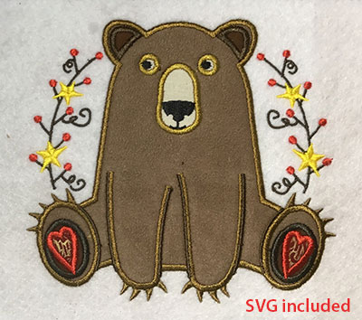 Embroidery Design: Rustic Bear Applique 5.39w X 5.02h