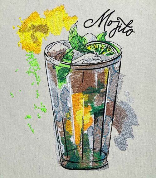 mojito drink embroidery design