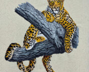 Leopard in tree embroidery design