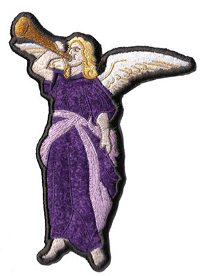 angel with horn embroidery design