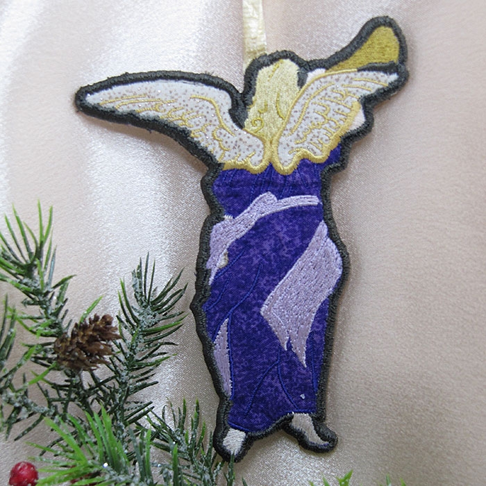 Heavenly Ornaments angel with horn back