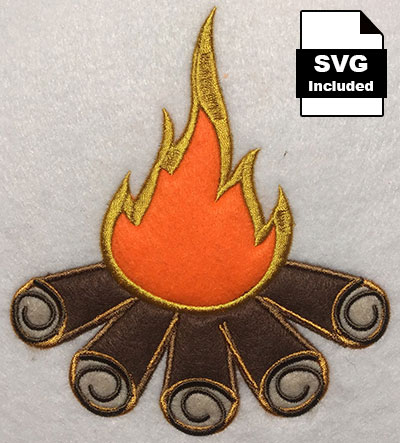 campfire applique embroidery design