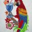 parrot with drink embroidery design