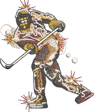 hockey player embroidery design