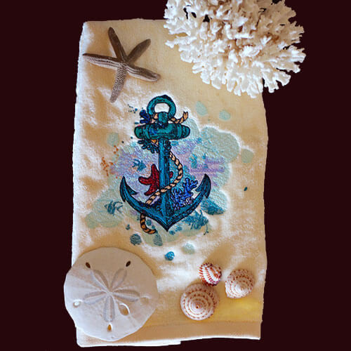 Free anchor embroidery design for towels
