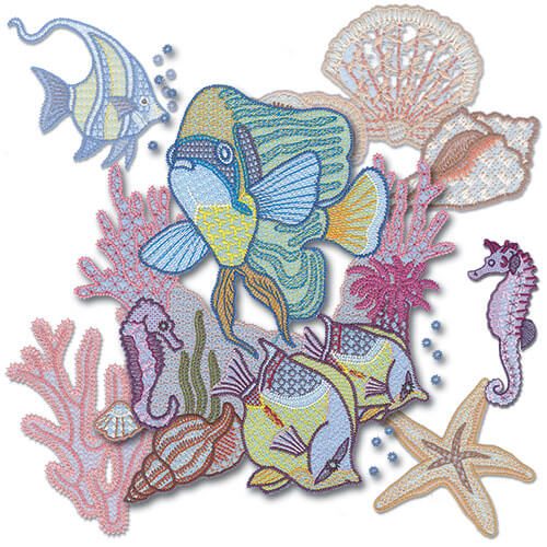 Coral Reef Embroidery Design Pack