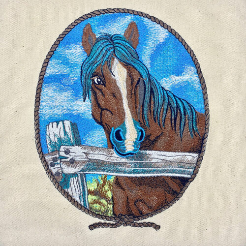 horse cameo embroidery design