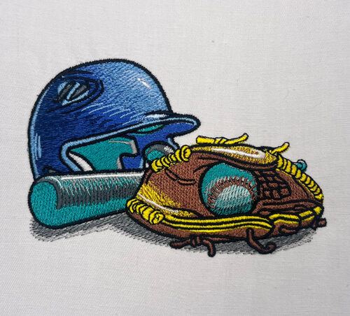baseball and glove embroidery design