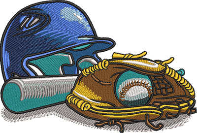 baseball comic equipment embroidery design