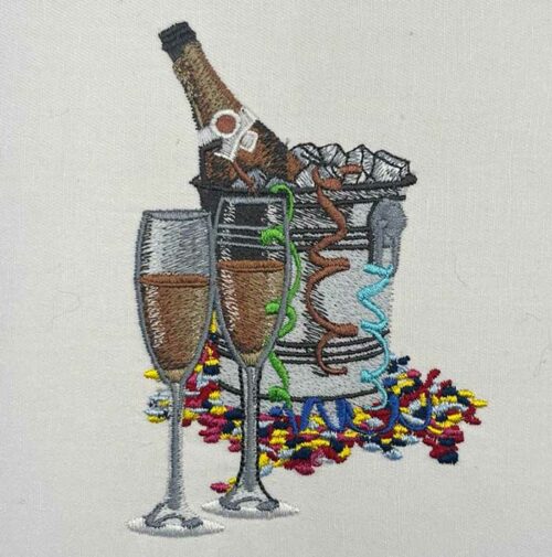New Years Champagne embroidery design