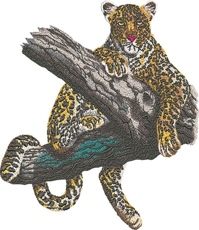 leopard in tree embroidery design