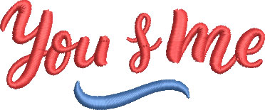 You and me embroidery design