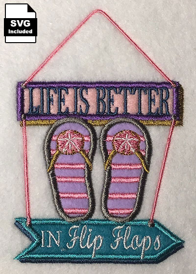 life is better embroidey design