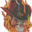flaming cowboy skull embroidery design