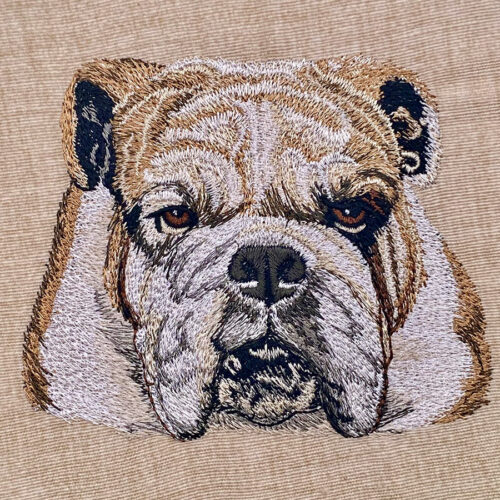 bulldog face embroidery design
