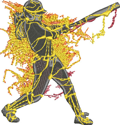 Softball player embroidery design