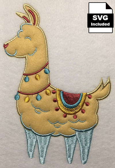 Party Llama applique embroidery design