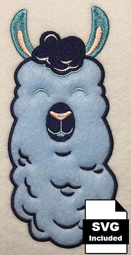 Llama face applique embroidery design