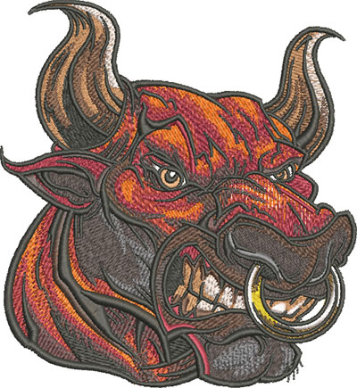 bull head mascot embroidery design